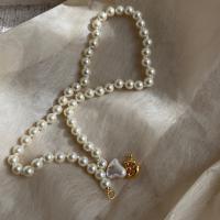 Plastic Pearl Necklace, Brass, with Plastic Pearl, fashion jewelry & for woman Approx 15.16 Inch 