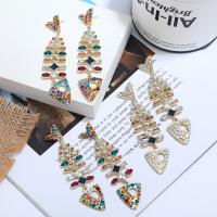 Zinc Alloy Rhinestone Drop Earring, Fish Bone, fashion jewelry & for woman & with rhinestone 