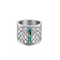 Stainless Steel Finger Ring, 304 Stainless Steel, with Abalone Shell, plated, for woman 11mm 