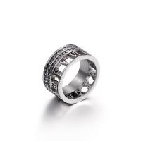 Titanium Steel Finger Ring, plated, Unisex & with rhinestone 10mm 