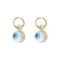 Mode Evil Eye Pendentif, laiton, Rond, Placage de couleur d'or, bijoux de mode & DIY & motif de mauvais œil & émail, plus de couleurs à choisir Environ 3mm, Vendu par PC