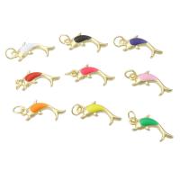 Enamel Brass Pendants, Dolphin, gold color plated, fashion jewelry & DIY Approx 3mm 
