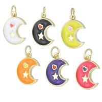 Enamel Brass Pendants, Moon, gold color plated, fashion jewelry & DIY Approx 3mm 