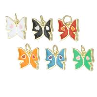Enamel Brass Pendants, Butterfly, gold color plated, fashion jewelry & DIY Approx 2mm 