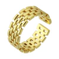 Латунь Манжеты палец кольцо, плакирован золотом, ювелирные изделия моды & Женский, Золотой, 6mm, размер:5.5, продается PC