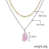 Resin Zinc Alloy Necklace, with Resin, with 7cm extender chain, plated, Double Layer & for woman 24mm Approx 48 cm, Approx 53 cm 