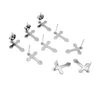 Stainless Steel Stud Earring, 304 Stainless Steel, Cross, machine polished, polished & DIY & Unisex, original color 