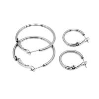 Stainless Steel Hoop Earring, 304 Stainless Steel, Round, machine polished, fashion jewelry & DIY & Unisex original color 