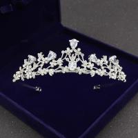 Bridal Tiaras, Zinc Alloy, with Cubic Zirconia, Crown, plated, fashion jewelry & wedding gift & for woman & with cubic zirconia, white 
