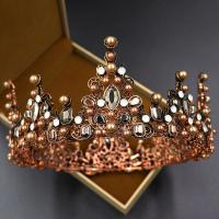 Bridal Tiaras, Zinc Alloy, with Plastic Pearl, Crown, plated, fashion jewelry & wedding gift & for woman & with rhinestone 