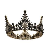 Bridal Tiaras, Alloy, Crown, plated, fashion jewelry & wedding gift & for woman & with rhinestone, black 