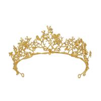 Bridal Tiaras, Alloy, Crown, plated, fashion jewelry & wedding gift & for woman & with rhinestone, gold 