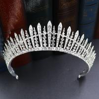 Bridal Tiaras, Alloy, Crown, plated, fashion jewelry & wedding gift & for woman & with rhinestone, silver color 