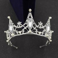 Bridal Tiaras, Alloy, with Crystal & Plastic Pearl, Crown, plated, fashion jewelry & wedding gift & for woman & with rhinestone 