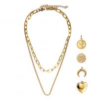 Collier de bijoux en acier inoxydable, Acier inoxydable 304, avec 1.97inch chaînes de rallonge, Double couche & bijoux de mode & styles différents pour le choix & pour femme, plus de couleurs à choisir, 7mm Environ 15.75 pouce, Environ 17.72 pouce, Vendu par PC