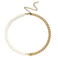 Plastic Pearl Necklace, 304 Stainless Steel, with Plastic Pearl, with 3.94inch extender chain, fashion jewelry & for woman 8mm Approx 13.78 Inch 
