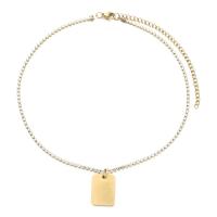 Collier de bijoux en acier inoxydable, Acier inoxydable 304, avec 3.94inch chaînes de rallonge, bijoux de mode & unisexe & avec strass, plus de couleurs à choisir, 2mm,20*15mm Environ 13.78 pouce, Vendu par PC