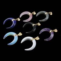 Gemstone Brass Pendants, with Gemstone, Moon, fashion jewelry & Unisex 