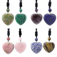 Gemstone Necklaces, with Nylon Cord, Heart, fashion jewelry & Unisex Approx 24 Inch 