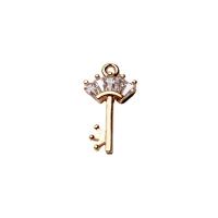 Cubic Zirconia Micro Pave Brass Pendant, Lock and Key, gold color plated, DIY & micro pave cubic zirconia 