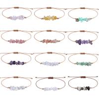 Gemstone Chip Bracelets, Wax Cord, with Gemstone & Zinc Alloy, Rose, gold color plated & for woman .81 Inch 