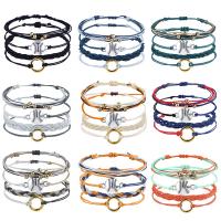 Fashion Create Wax Cord Bracelets, Waxed Nylon Cord, with Resin, with 4.72 inch extender chain, Round, 4 pieces & Adjustable & Unisex .3 Inch 