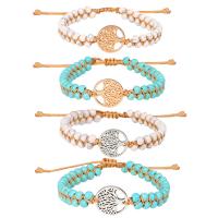 Turquoise Bracelets, Polyester Cord, with turquoise & 316L Stainless Steel, with 4.72 inch extender chain, Round, Adjustable & fashion jewelry & Unisex .3 Inch 