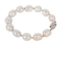 Pearl Sterling Silver Bracelets, Freshwater Pearl, with 925 Sterling Silver, sterling silver bayonet clasp, for woman, white, 10mm Approx 19 cm 