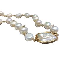 Natural Freshwater Pearl Necklace, with Zinc Alloy, for woman, white Approx 45 cm 