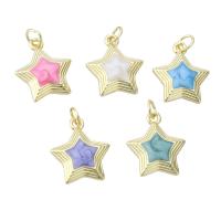 Enamel Brass Pendants, Star, gold color plated, fashion jewelry & DIY Approx 3mm 