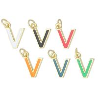 Letter Brass Pendants, Letter V, gold color plated, fashion jewelry & DIY & enamel Approx 2mm 