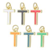 Letter Brass Pendants, Letter T, gold color plated, fashion jewelry & DIY & enamel Approx 2mm 