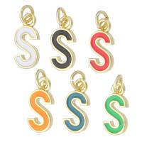 Letter Brass Pendants, Letter S, gold color plated, fashion jewelry & DIY & enamel Approx 2mm 
