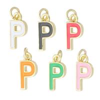 Letter Brass Pendants, Letter P, gold color plated, fashion jewelry & DIY & enamel Approx 2mm 