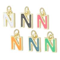 Letter Brass Pendants, Letter N, gold color plated, fashion jewelry & DIY & enamel Approx 2mm 