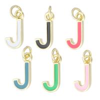 Letter Brass Pendants, Letter J, gold color plated, fashion jewelry & DIY & enamel Approx 2mm 