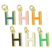 Letter Brass Pendants, Letter H, gold color plated, fashion jewelry & DIY & enamel Approx 2mm 