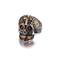 Stainless Steel Finger Ring, 304 Stainless Steel, Skull, Vacuum Ion Plating, fashion jewelry & polished & for man & blacken 