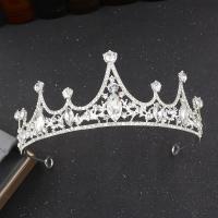 Bridal Tiaras, Zinc Alloy, with Crystal, Crown, plated, fashion jewelry & wedding gift & for woman & with rhinestone, silver color 