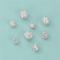 Sterling Silver Hollow Beads, 925 Sterling Silver, Round, DIY silver color 