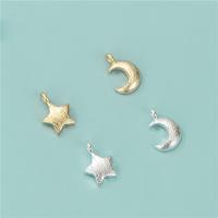 Sterling Silver Star Pendants, 925 Sterling Silver, Moon and Star, plated, DIY Approx 1.3mm 