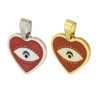 Enamel Stainless Steel Pendant, 304 Stainless Steel, Heart, Vacuum Plating, with eye pattern Approx 3mm 