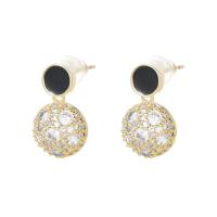 Brass Drop Earring, gold color plated, fashion jewelry & micro pave cubic zirconia & for woman 