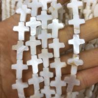 Natural Freshwater Shell Beads, Cross, polished, DIY, white Approx 40 cm 