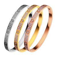 Titanium Steel Bangle, micro pave cubic zirconia & for woman 58mm 