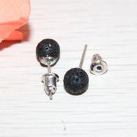 Lava Bead Earrings, with Zinc Alloy, zinc alloy post pin, for woman, mixed colors, 8mm 