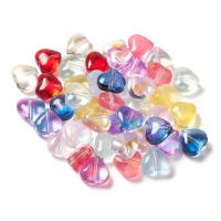 Perles de verre translucide, coeur, peinture, bijoux de mode & DIY, couleurs mélangées Environ 0.9mm Vendu par sac