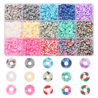 Rondelle Polymer Clay Perlen, Polymer Ton, rund, Modeschmuck & DIY, gemischte Farben, 158x96x17mm, Bohrung:ca. 1.8mm, 2400PCs/Box, verkauft von Box