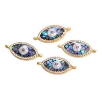 Cubic Zirconia Micro Pave Brass Connector, with Abalone Shell, Evil Eye, plated, DIY & micro pave cubic zirconia 