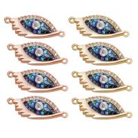 Cubic Zirconia Micro Pave Brass Connector, with Abalone Shell, Evil Eye, plated, DIY & micro pave cubic zirconia 